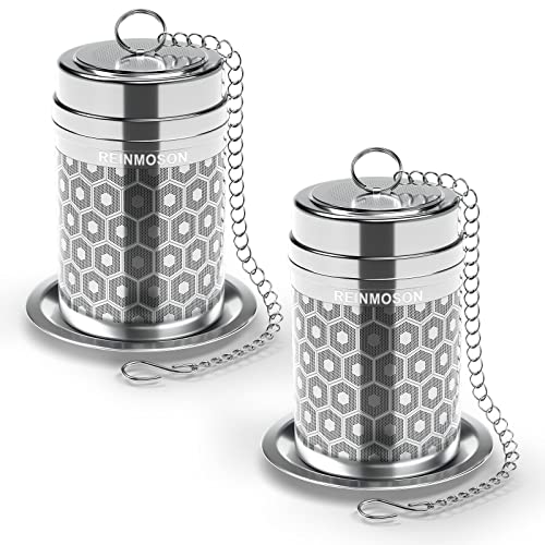 Reinmoson 2 Pack Reinmoson Large Tea Infuser for Loose Tea & Spice Infuser for Cooking, Extra Fine Mesh Large Tea Strainers, 304 Stainless Steel Loose Leaf Tea Steeper for Black Tea, Rooibos, etc - Image 1