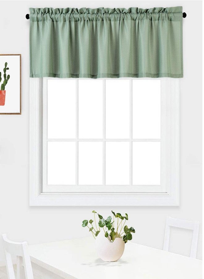 NANAN Curtain Valance,Waffle Weave Waterproof Window Valance for Bathroom,Rod Pocket Tailored Kitchen Valance Curtain Cafe Curtains - 60" x 15", Sage, One Panel - Image 3