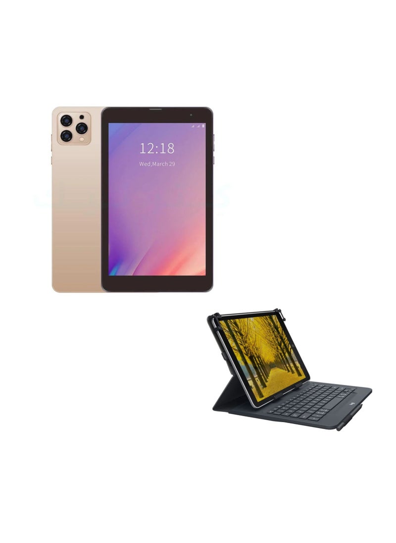 AirTab - 8 -Inch Smart Tablet A08 Android 13 Tablet With 1TB Storage and 16GB RAM Quad Core Wi-Fi LTE Dual Sim with Keyboard - GOLD - Image 1