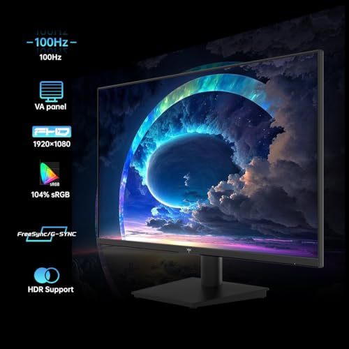 KTC 24 Inch 1080P Full HD Computer Monitor, 100Hz HDR10 Frameless Gaming Monitor with Freesync, HDMI & VGA Ports PC Monitor for Working, VESA, Tilt Adjustable, Eye Care - Image 2