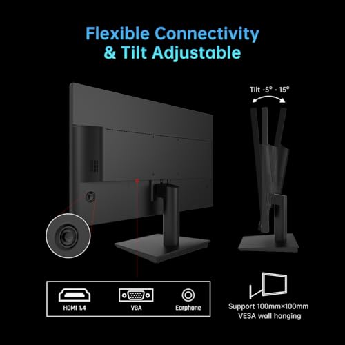 KTC 24 Inch 1080P Full HD Computer Monitor, 100Hz HDR10 Frameless Gaming Monitor with Freesync, HDMI & VGA Ports PC Monitor for Working, VESA, Tilt Adjustable, Eye Care - Image 4