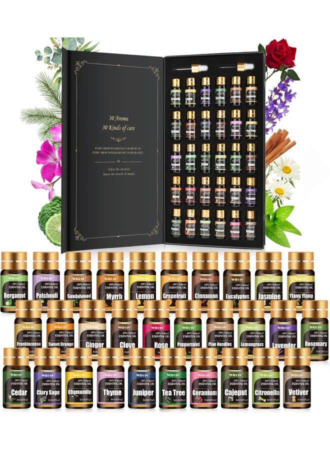 Wtrcsv Essential Oils Set - 100% Natural Essential Oils - Perfect for Diffuser, Humidifier, Aromatherapy, Massage, Skin & Hair Care, 30x5 ml (0.17fl.oz) - Image 1