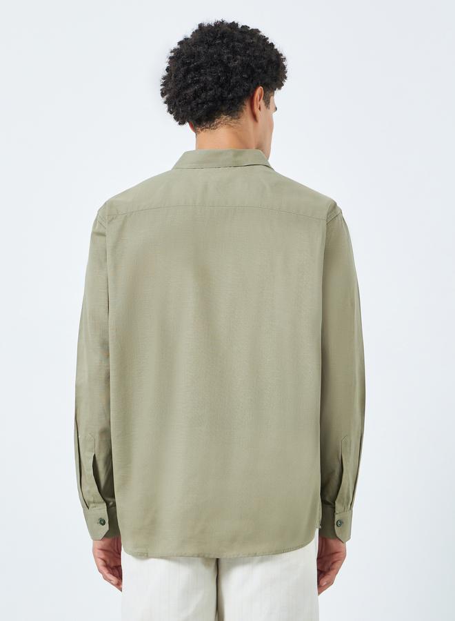 Styli Men Olive Cotton Relaxed Fit Casual Shirt - Image 5