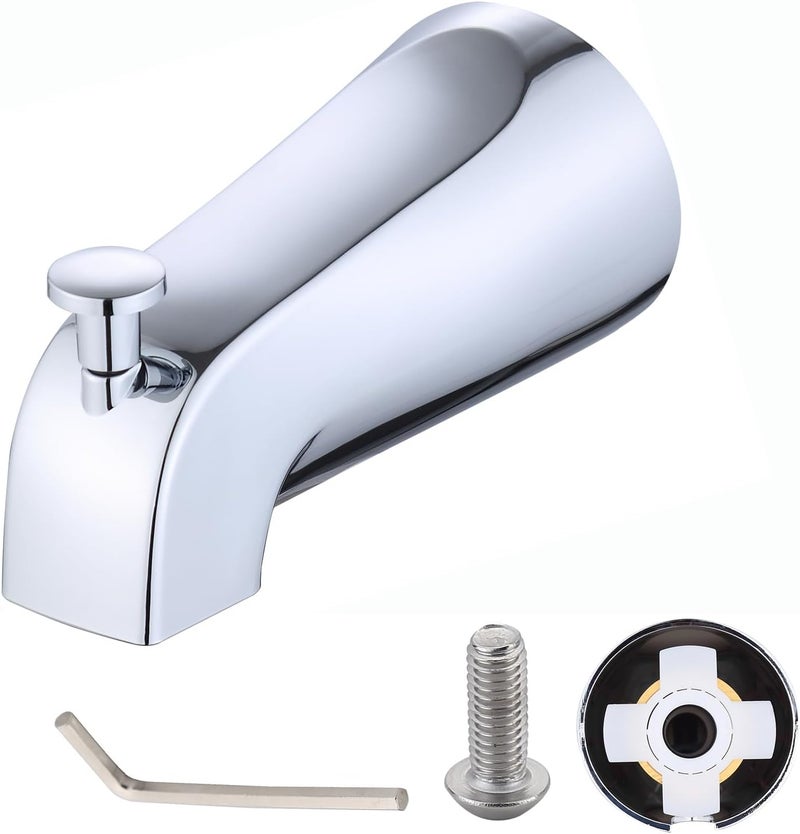 INSIHAY Pull-Up Tub Spout with Diverter, Universal Bathtub Spout Fits 1/2" Copper Water Tube (5/8" Dia), Slide-in Bath Tub Faucet with Hex Wrench for Easy Installation (Chrome) - Image 1