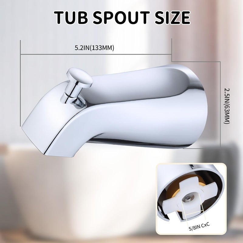 INSIHAY Pull-Up Tub Spout with Diverter, Universal Bathtub Spout Fits 1/2" Copper Water Tube (5/8" Dia), Slide-in Bath Tub Faucet with Hex Wrench for Easy Installation (Chrome) - Image 4