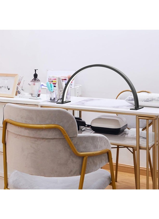 Hihonor - Half Moon Light Nail Lamp for Desk, LED Nail Tech Lamp Lash Light for Professionals, Dimmable Lamp with Touch Controller, Color Temperature 3000K-6000K (Black) - Image 1