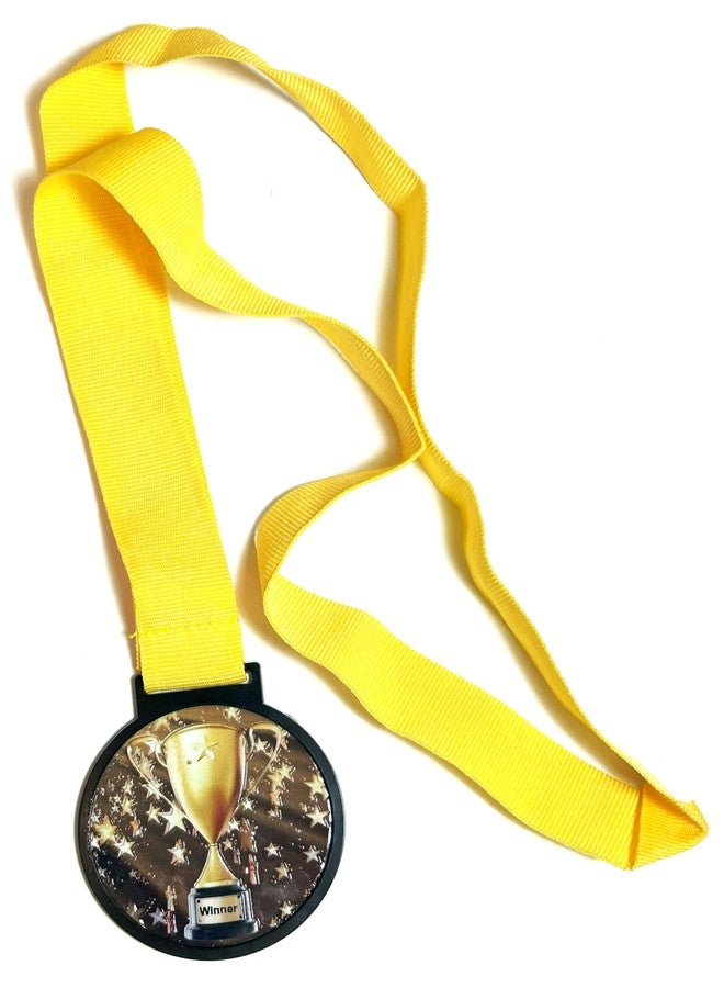Express Medals 10 Pack of Large 2.25 Inch 1st Place Winner Champion Trophy Cup Award Medals with Attached Neck Ribbons Medal Trophies Gift Prize Team Black Gold Star UV First Participant Player Event Gold Victory - Image 3