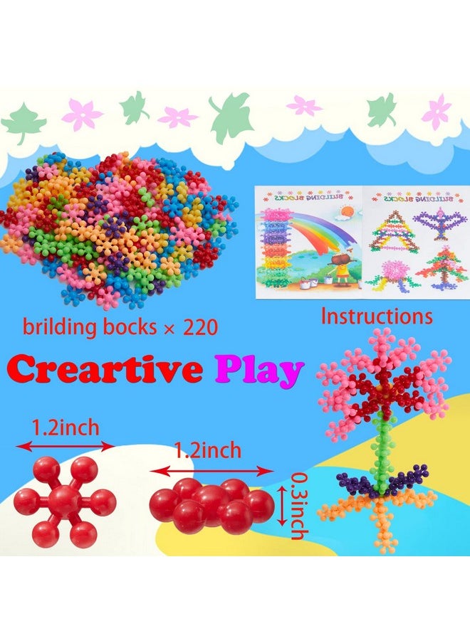 Iccbeeme 220 Pcs Building Blocks Toys,Interlocking Solid Plastic Building Blocks Set Early STEM Educational Toy for Preschool Kids,Sorting and Stacking Blocks,Promotes Fine Motor Skills & Sensory Development  - Image 2
