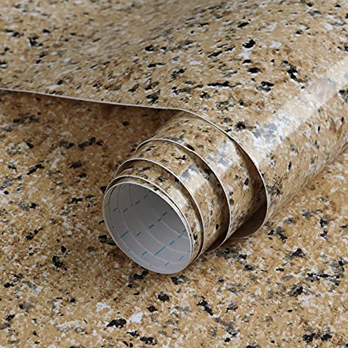 GloryTik Brown Marble Contact Paper Self Adhesive Film Peel and Stick Wallpaper 177X118 Granite Look Glossy Surface Paper Thicken Waterproof for Kitchen Countertop Bathroom Counter Decor Vinyl