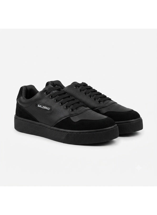 Men’S Casual Lace-Up Low-Top Sneakers With Mixed-Texture Details And Thick Sole – Comfortable Everyday Shoes For Work And Outings - Image 5