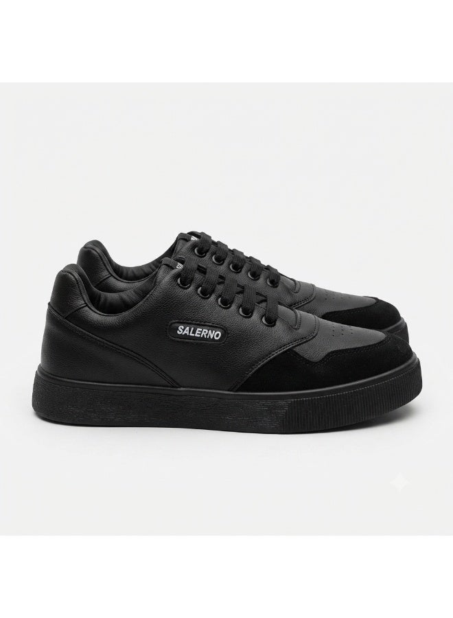 Men’S Casual Lace-Up Low-Top Sneakers With Mixed-Texture Details And Thick Sole – Comfortable Everyday Shoes For Work And Outings - Image 3