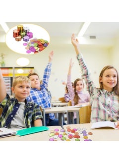 Civaner 50 Pcs I Was Caught Being Good Coins Fake Plastic Coins for Kids Pretend Play Tokens Incentive Colorful Coins Smile Face Reward with Box for School Classroom Teacher Counting Behavior  - Image 2