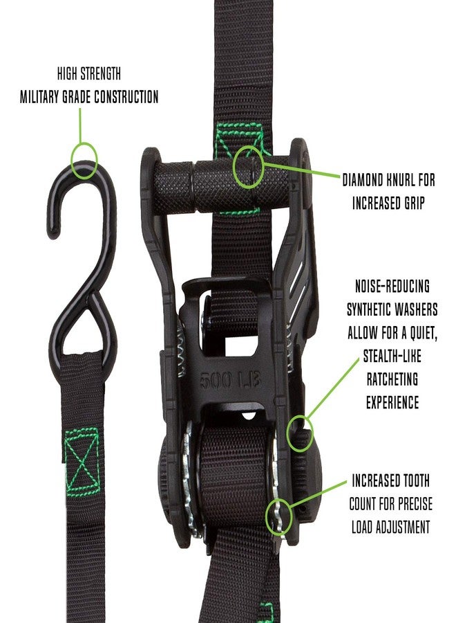 SMARTSTRAPS أحزمة ربط تكتيكية خضراء من سمارت ستربس بطول 10 أقدام مزودة بسقاطة، تتحمل حمولة عمل آمنة تصل إلى 500 رطل - عبوة من قطعتين 4628 - Image 3