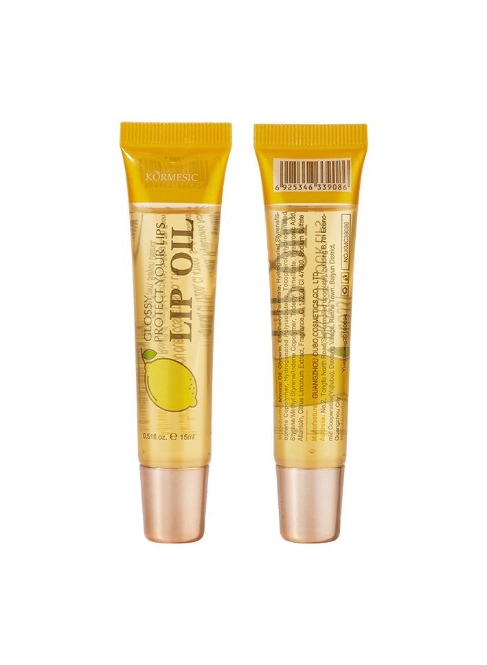 Kormesic 2pcs Lemon Hydrating Lip Oil 15ml - Refreshing & Moisturizing - Image 1
