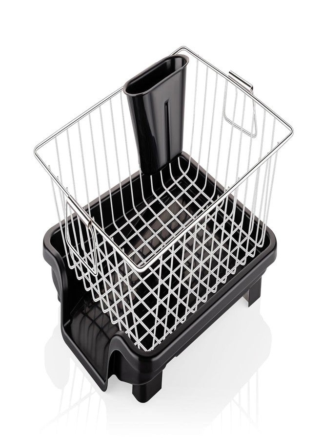 OLMARTT KITCHENWARE Stainless Steel Dish Drying Rack with Drainer | Kitchen Utensil Stand | Rust Resistant Dish Drainer Basket for Plates & Bowls (Black, Pack Of 1)(Size-45 * 25 * 15) - Image 1