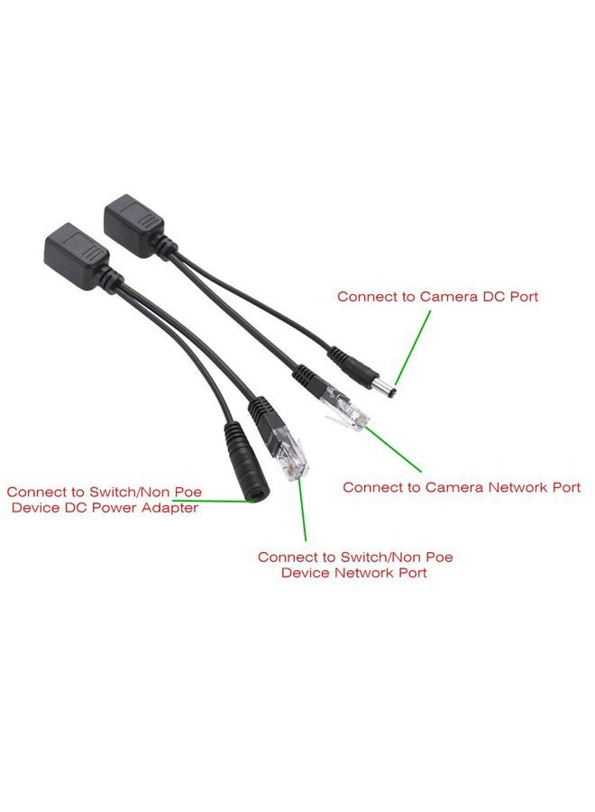 BeElion 2Kits 4PCS Passive PoE Injector and Splitter Kit with 5.5x2.1 mm DC Power Adaptor Connector,Black - Image 4