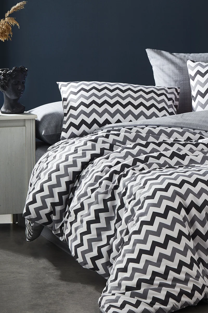 Bonjardin Home Modern Gray 100% Cotton Double Duvet Cover Set