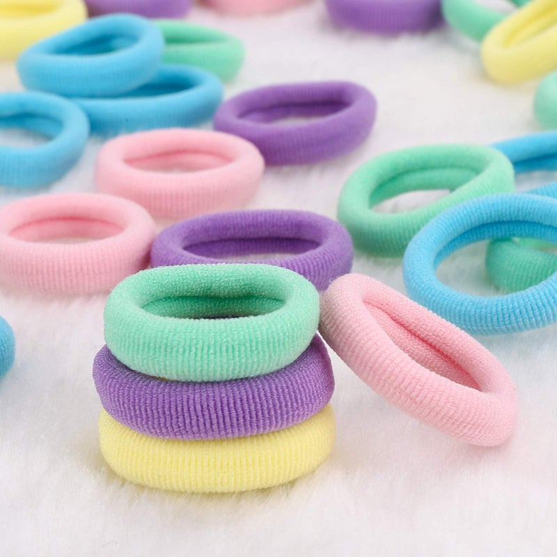BAOLI 200PCS Baby Girl Hair Ties for Todder Girls, Mini Hair Bands No Damage, Soft Kids Hair Ties Elastics Ponytail Holders, 1 Inch in Diameter, 5 Colors - Image 3
