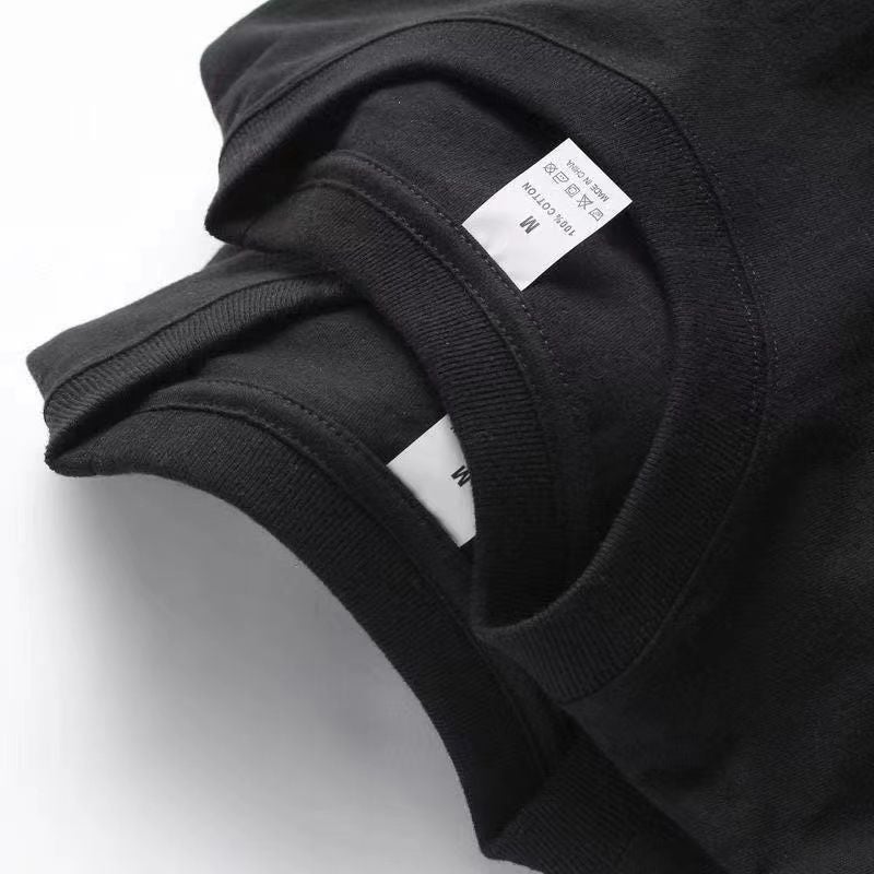 Heavy 230g White T-shirt Womens Short Sleeve Base Shirt Cotton Loose Half Sleeve Round Neck Blank T-shirt Top 500 black combed 200 grams [special price]]