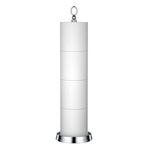ROLABAM Heavy Weighted Toilet Paper Holder with Reserve Function Free Standing Toilet Paper StorageSpare Toilet Paper Roll Holder Storage Stand for Bathroom Total Height 225 Chrome