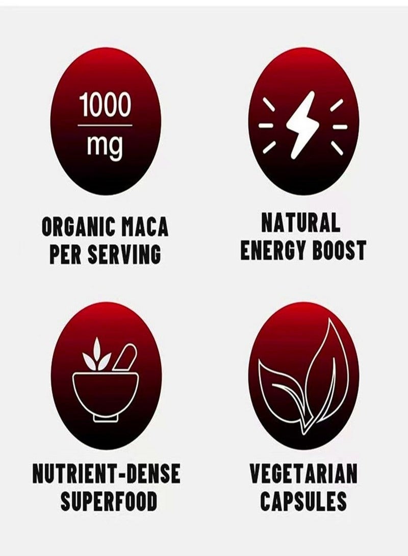 Wins Town Organic Maca Root Powder Capsules 1900 mg with Ashwagandha Ginseng Tribulus Maca Root Extract Supplement for Men and Women Vegan Pills 60 Capsules  - Image 4