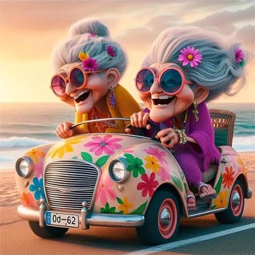Hestarcul Grandmother Paint by Numbers Kits for AdultsCar Easy Adult Painting by Number on Canvas for Beginner DIY Watercolor Painting for Gift Home Decor Relax car - Image 1