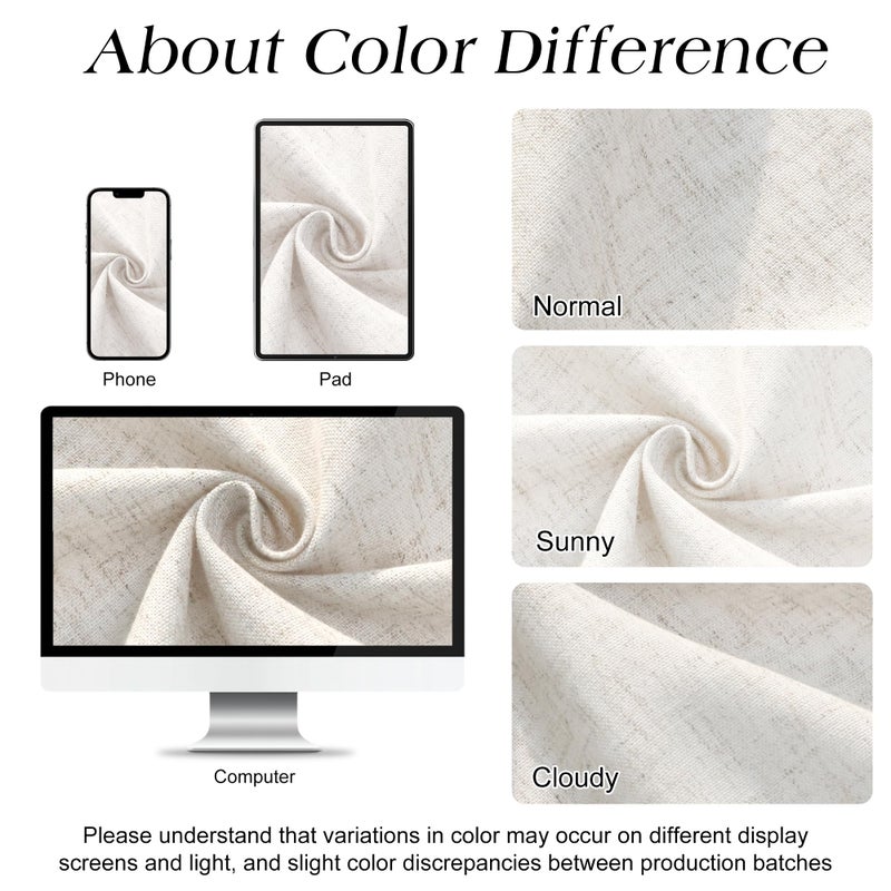 Naturoom Extra Long Linen Shower Curtain 84 Inch Long Weighted Thick Fabric Bath Shower Curtain Set with Hooks, XLong Tall Country Farmhouse Beige Curtains for Bathroom, 72x84 - Image 4