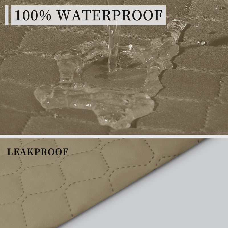 Issuntex Double Protection 100% Waterproof Sofa Covers For Living Room Couch Covers For 3 Cushion Couch Sofa Reversible Furniture Protector Sofa Cover For Dogs Pets Kids (Sofa Beige/Beige) - Image 3