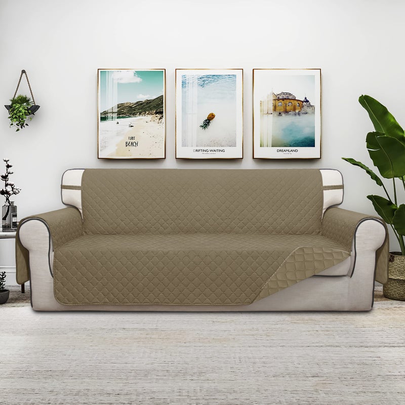 Issuntex Double Protection 100% Waterproof Sofa Covers For Living Room Couch Covers For 3 Cushion Couch Sofa Reversible Furniture Protector Sofa Cover For Dogs Pets Kids (Sofa Beige/Beige) - Image 2