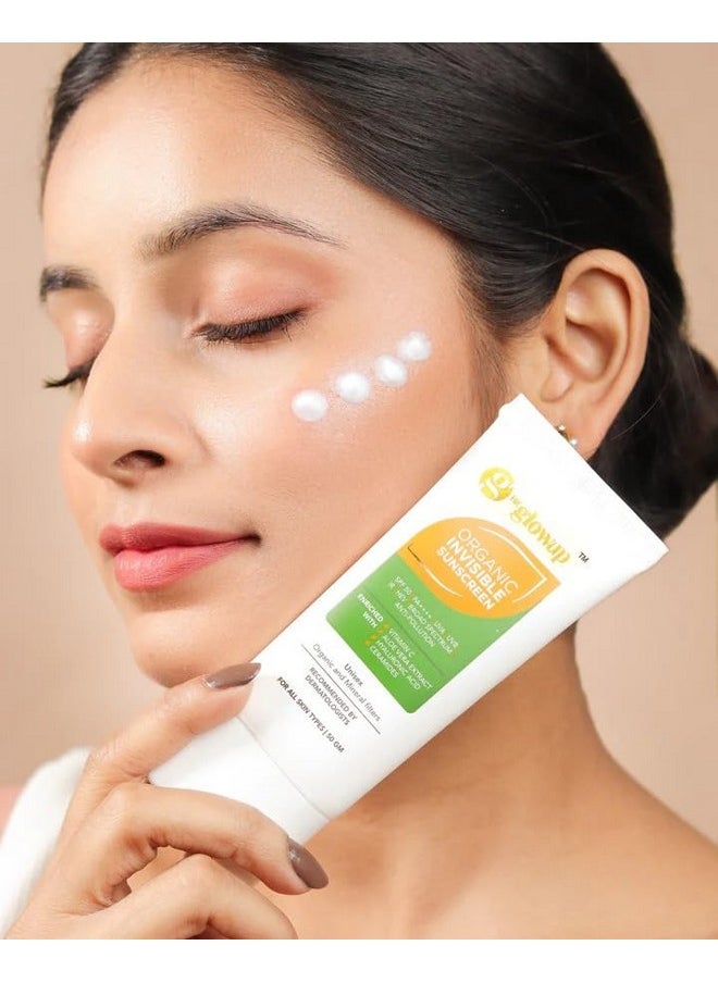 HK - Glowup Invisible Sunscreen Spf 50 - Vitamin C & Aloe Vera Extract - Broad Spectrum | No White Cast, Lightweight, Waterproof & Uv Sun Protection | Suitable For Oily & All Skin Types | Pa++++ | Uva | Uvb | Ir | Hev | Anti-Pollution (50Ml) - Image 1