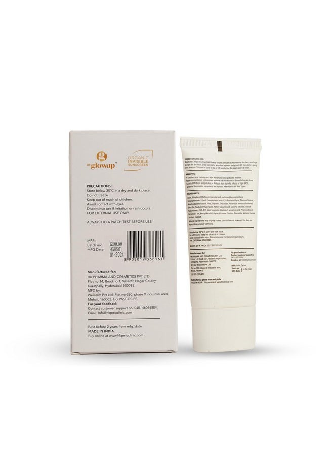 HK - Glowup Invisible Sunscreen Spf 50 - Vitamin C & Aloe Vera Extract - Broad Spectrum | No White Cast, Lightweight, Waterproof & Uv Sun Protection | Suitable For Oily & All Skin Types | Pa++++ | Uva | Uvb | Ir | Hev | Anti-Pollution (50Ml) - Image 1