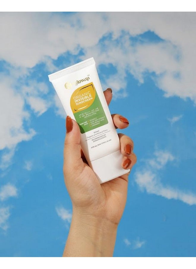 HK - Glowup Invisible Sunscreen Spf 50 - Vitamin C & Aloe Vera Extract - Broad Spectrum | No White Cast, Lightweight, Waterproof & Uv Sun Protection | Suitable For Oily & All Skin Types | Pa++++ | Uva | Uvb | Ir | Hev | Anti-Pollution (50Ml) - Image 1