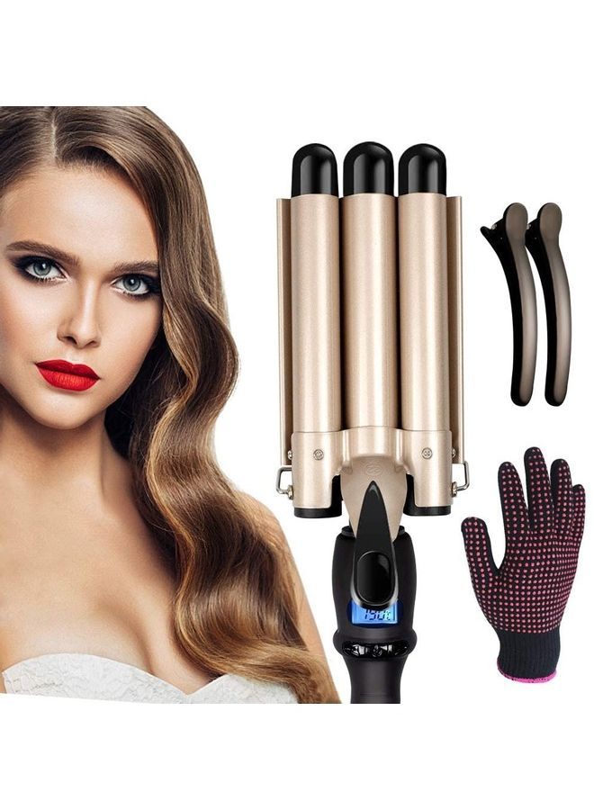 نيبمينينت آلة تجعيد الشعر مزودة بثلاث أسطوانات وإكسسوارات ذهبي/ أسود One Size - Image 1
