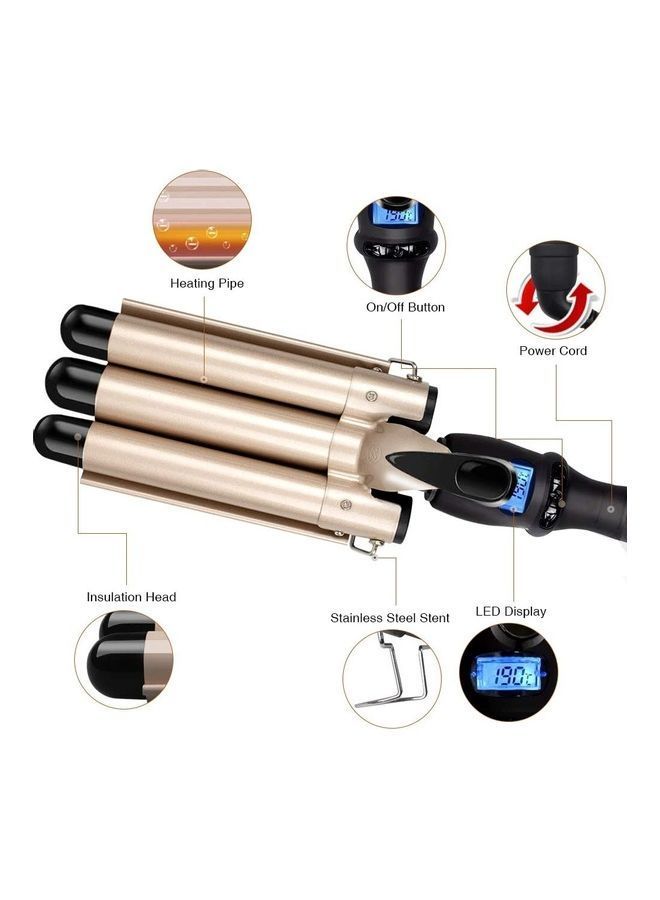 نيبمينينت آلة تجعيد الشعر مزودة بثلاث أسطوانات وإكسسوارات ذهبي/ أسود One Size - Image 2