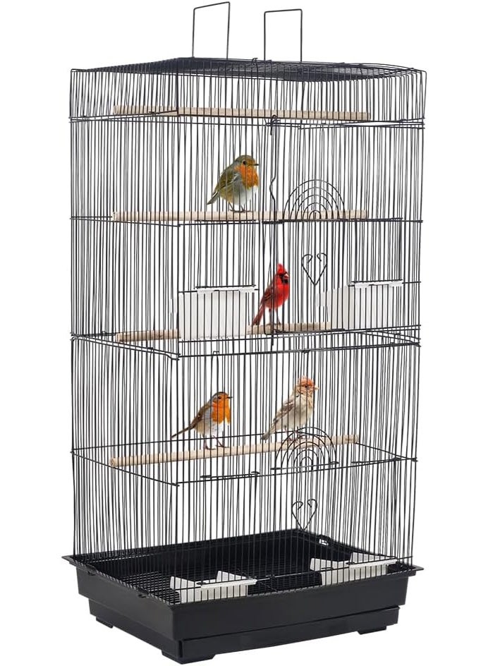 أن ان سي بيتس قفص طيور صغير - بيت طيور وفيلا مع مجاثم متعددة - أكواب تغذية، مقبض محمول، صينية قابلة للإزالة، تصميم سقف المنزل - قفص ببغاء 98 سم للطيور الصغيرة والمتوسطة الحجم - Image 1
