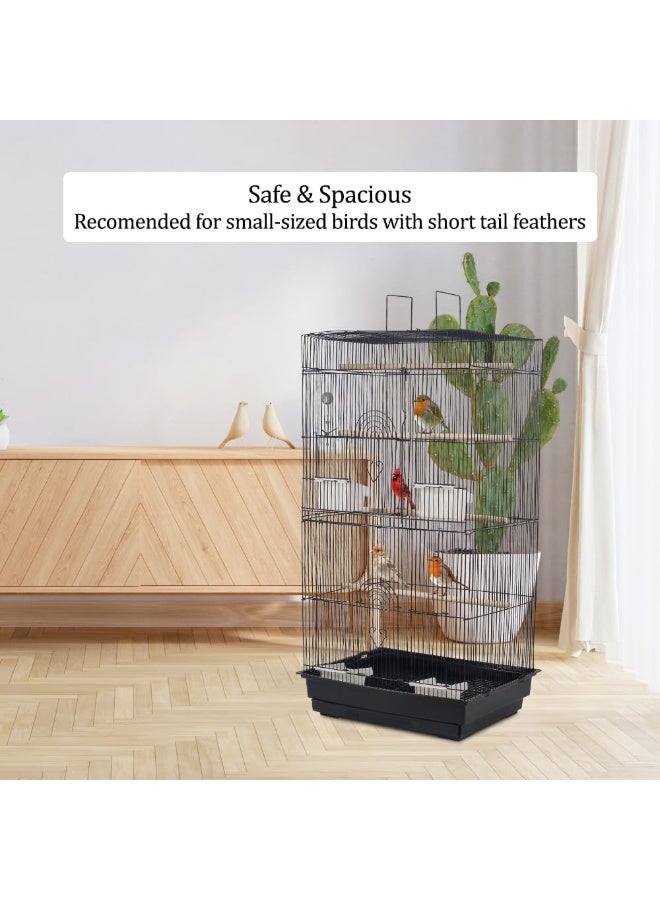 أن ان سي بيتس قفص طيور صغير - بيت طيور وفيلا مع مجاثم متعددة - أكواب تغذية، مقبض محمول، صينية قابلة للإزالة، تصميم سقف المنزل - قفص ببغاء 98 سم للطيور الصغيرة والمتوسطة الحجم - Image 5