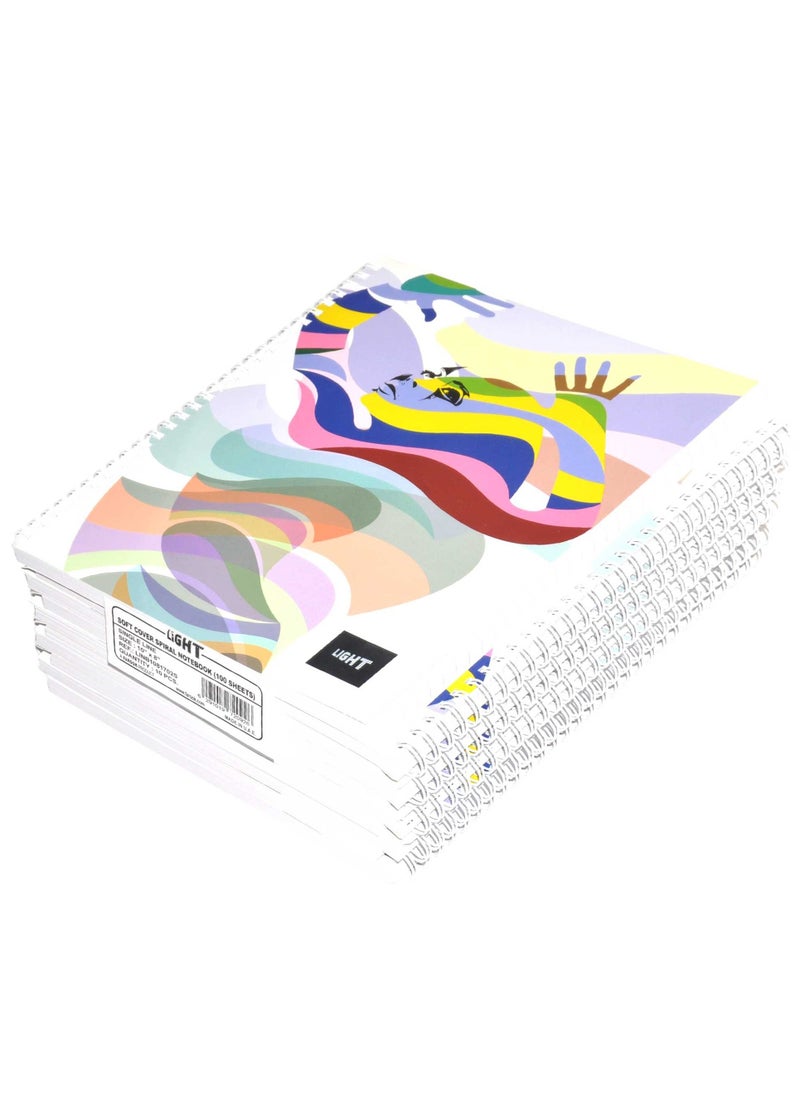 Light FIS LIGHT Pack of 10 Spiral Soft Cover Notebook, Single Line, 10X8 Inches (25.4 X 20.32 Cm) 100 Sheets -LINB1081702S  - Image 1