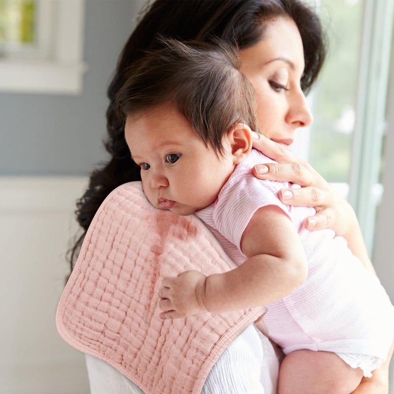 Looxii مناديل لوكسي القماشية 100% قطن قماش موسلين كبيرة 20''x10'' فائقة النعومة وامتصاص 6 قطع مناديل تجشؤ للأطفال الأولاد والبنات بتدرج وردي - Image 3