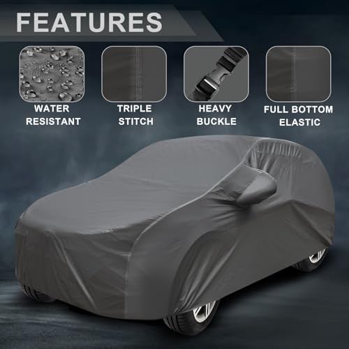 Auto Hub Waterproof Car Cover Compatible with Maruti Alto 800 Old with Mirror Pockets, Soft Cotton Lining, Alto 800 Car Cover Waterproof, Grey - Image 2