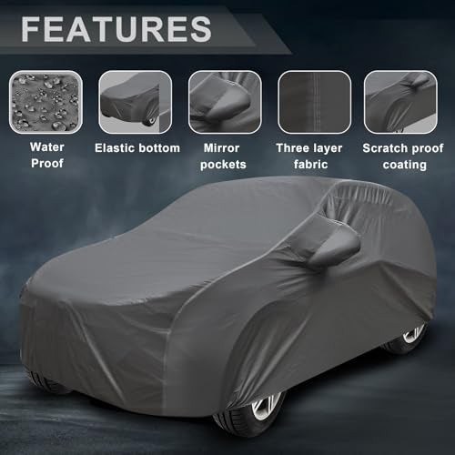 Auto Hub Waterproof Car Cover Compatible with Maruti Alto 800 Old with Mirror Pockets, Soft Cotton Lining, Alto 800 Car Cover Waterproof, Grey - Image 5