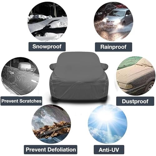Auto Hub Waterproof Car Cover Compatible with Maruti Alto 800 Old with Mirror Pockets, Soft Cotton Lining, Alto 800 Car Cover Waterproof, Grey - Image 4