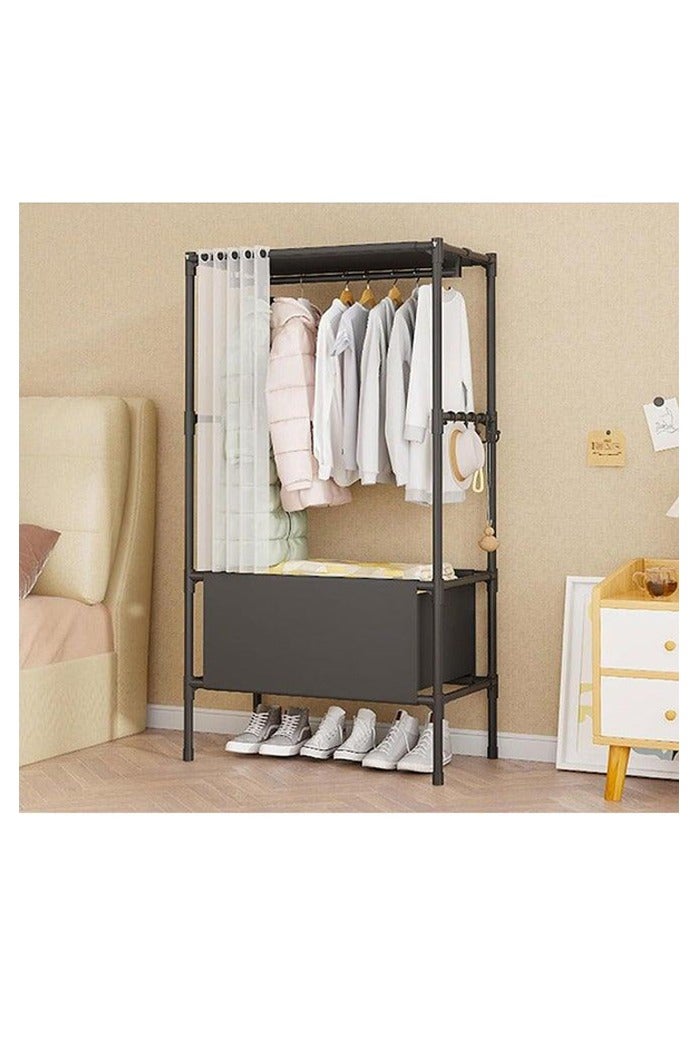 خزانة ملابس بسيطة، خزانة ملابس تخزين منزلية مستأجرة من الأرض إلى السقف، خزانة ملابس منزلية مستأجرة من الأرض إلى السقف، خزانة ملابس منزلية بسيطة ذات أنبوب فولاذي سميك، خزانة ملابس اقتصادية منزلية بسيطة، أرفف تخزين مقاومة للغبار، خزانة ملابس منزلية مستأجرة قوية ومتينة - Image 1