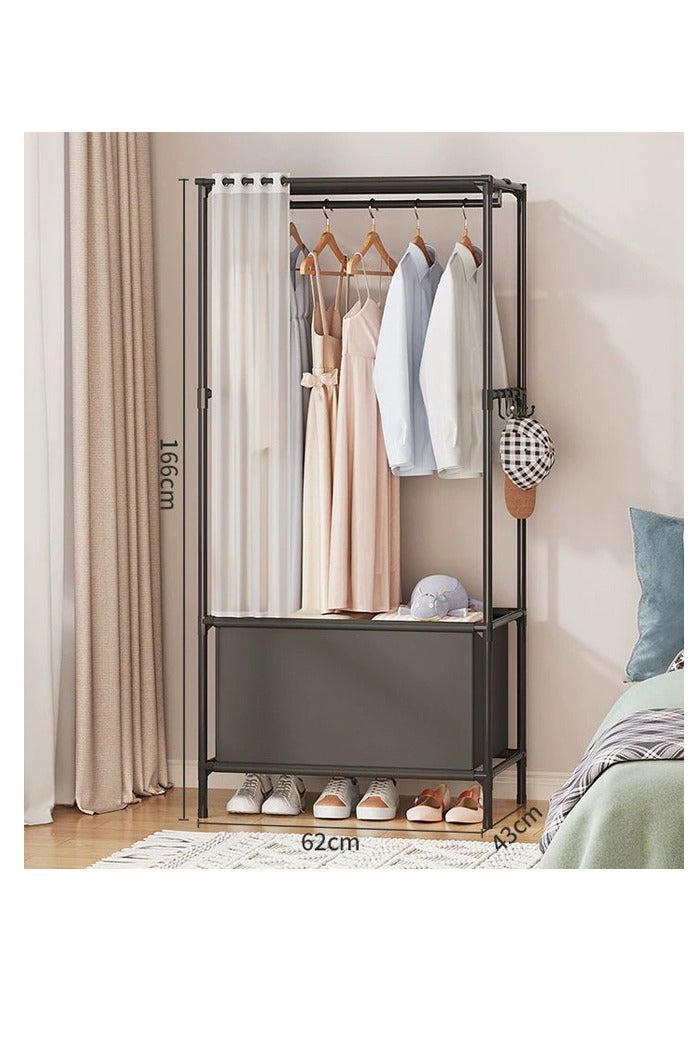 خزانة ملابس بسيطة، خزانة ملابس تخزين منزلية مستأجرة من الأرض إلى السقف، خزانة ملابس منزلية مستأجرة من الأرض إلى السقف، خزانة ملابس منزلية بسيطة ذات أنبوب فولاذي سميك، خزانة ملابس اقتصادية منزلية بسيطة، أرفف تخزين مقاومة للغبار، خزانة ملابس منزلية مستأجرة قوية ومتينة - Image 2