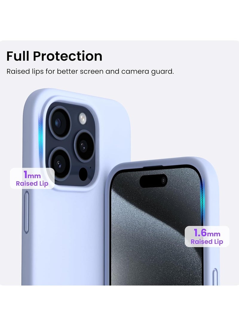 Compatible with iPhone 12 Pro Max Case 6.7 Inch Slim Liquid Silicone 4 Layers Soft Gel Rubber Shockproof Protective Phone Case with Anti Scratch Microfiber Lining (Baby Blue) - Image 2