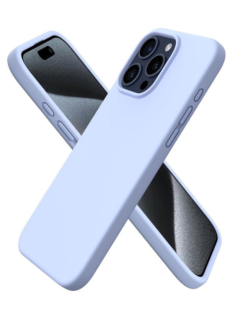 Compatible with iPhone 12 Pro Max Case 6.7 Inch Slim Liquid Silicone 4 Layers Soft Gel Rubber Shockproof Protective Phone Case with Anti Scratch Microfiber Lining (Baby Blue) - Image 1