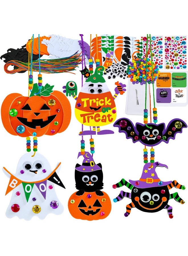 Winlyn 24 Sets DIY Halloween Art Sets - Spider, Bat, Ghost, Pumpkin Foam Stickers for Kids - Fall, Trick-or-Treat Party Favors - Image 1