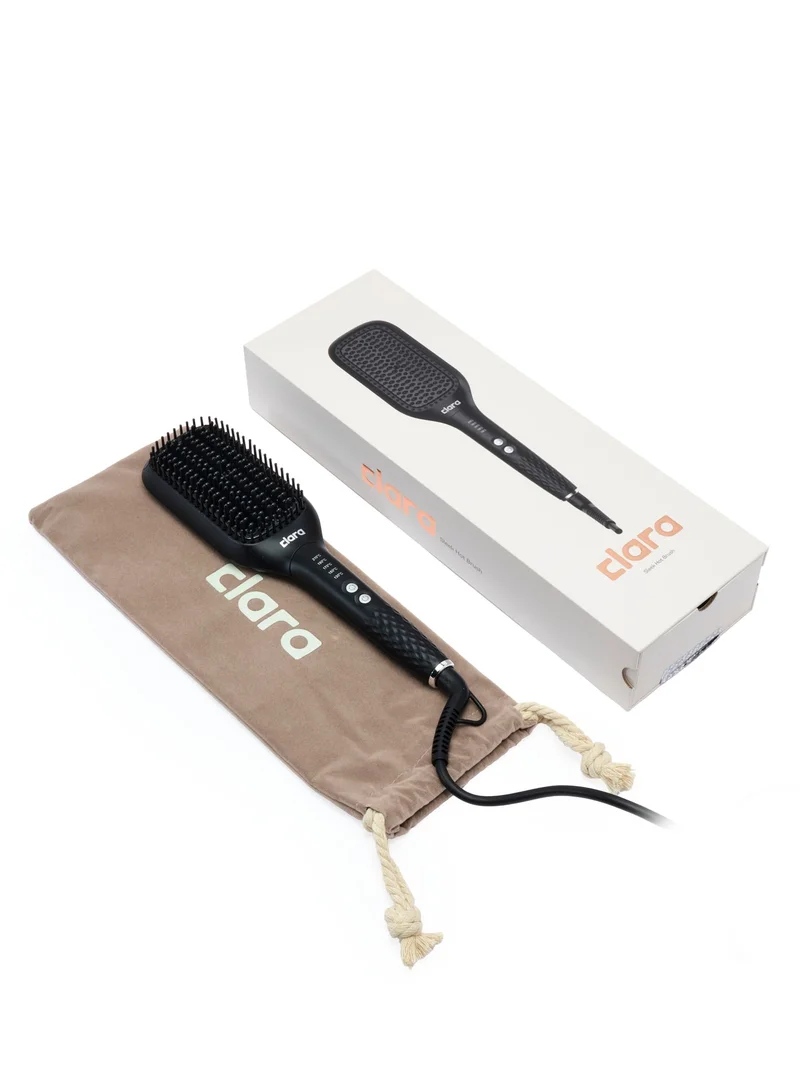 Clara  Clara Sleek Hot Brush Large Thermal Hair Brush, Negative Ion Anti-Frizz Hair Straightening Brush, 5 Heat Settings, Auto Shut-Off 45 Min, 360° Swivel Cord, Type G Plug, 560W, Black Black for Women | Best Price UAE