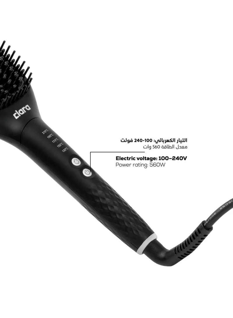 Clara  Clara Sleek Hot Brush Large Thermal Hair Brush, Negative Ion Anti-Frizz Hair Straightening Brush, 5 Heat Settings, Auto Shut-Off 45 Min, 360° Swivel Cord, Type G Plug, 560W, Black Black for Women | Best Price UAE