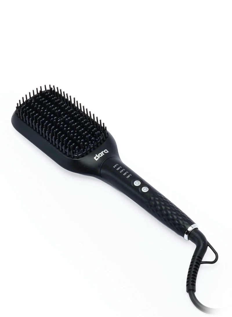 Clara  Clara Sleek Hot Brush Large Thermal Hair Brush, Negative Ion Anti-Frizz Hair Straightening Brush, 5 Heat Settings, Auto Shut-Off 45 Min, 360° Swivel Cord, Type G Plug, 560W, Black Black for Women | Best Price UAE