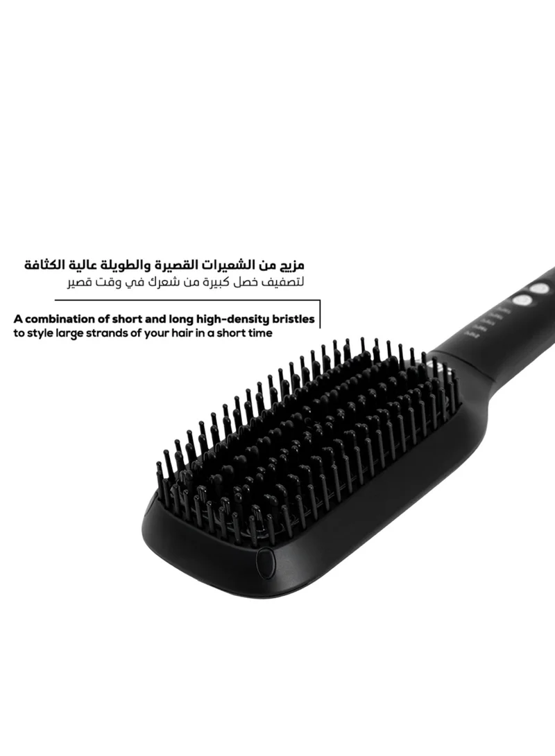 Clara  Clara Sleek Hot Brush Large Thermal Hair Brush, Negative Ion Anti-Frizz Hair Straightening Brush, 5 Heat Settings, Auto Shut-Off 45 Min, 360° Swivel Cord, Type G Plug, 560W, Black Black for Women | Best Price UAE